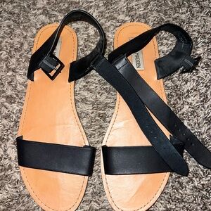 Steve Madden Black and Tan Sandals